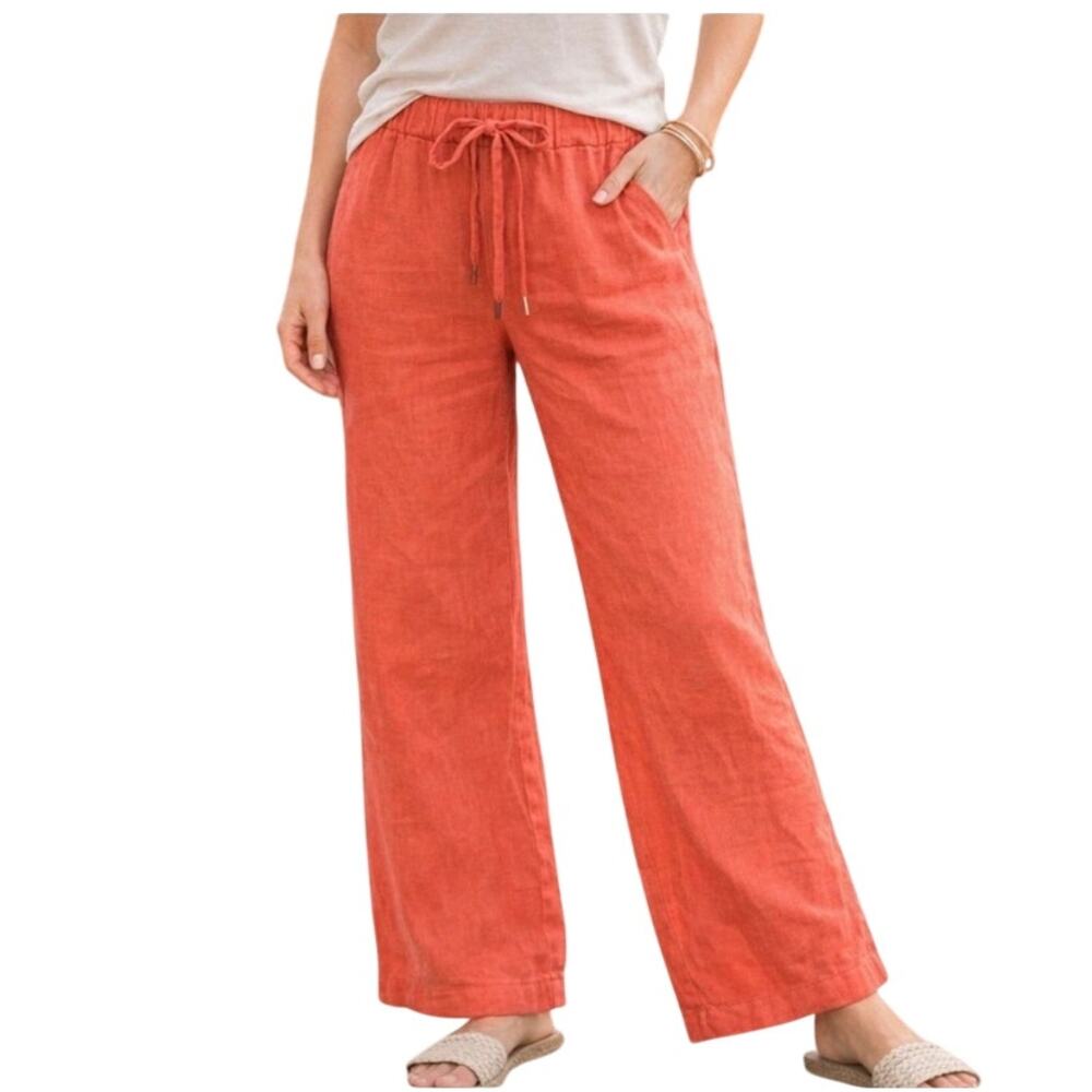 Ashley Stewart Coral Linen Pants - Size 26W - Vacation Ready